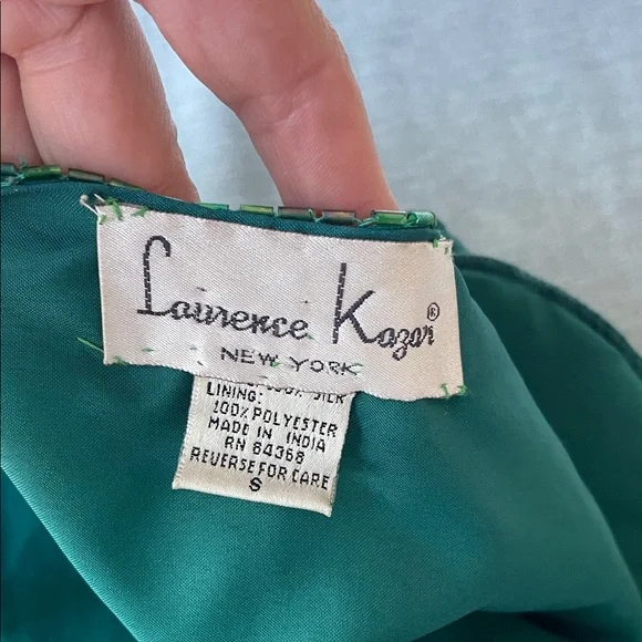 Laurence Kazar Vintage Silk Green Sequined Women's Cropped Jacket size S 💖 - Picture 4 of 6